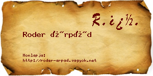 Roder Árpád névjegykártya