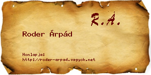 Roder Árpád névjegykártya