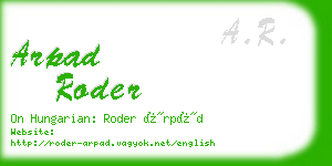 arpad roder business card